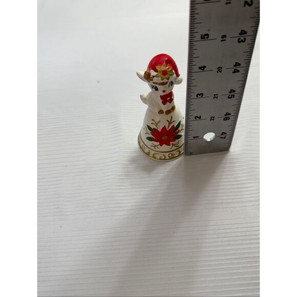 Napcoware Vintage Japan Porcelain Christmas Rudolph Reindeer Bell - Picture 2 of 6
